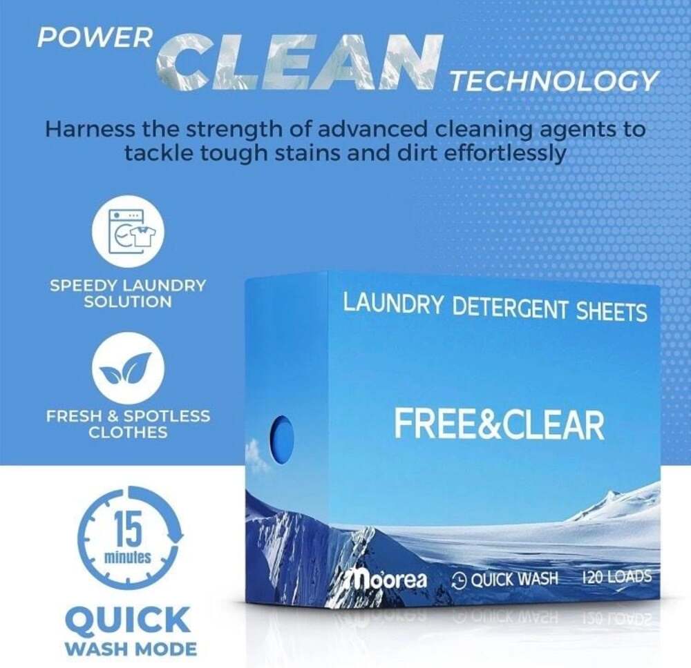 Moorea - Laundry Detergent Eco Sheets Fragrance Free - 120 Sheets - Picture 2 of 8
